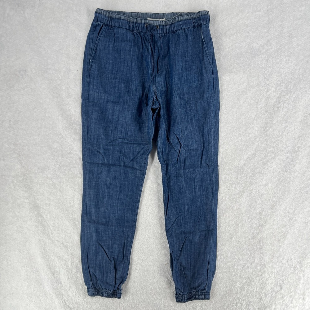 Life In Progress Casual Jogger Pants Womens‎ XS Blue Chambray Cotton Tapered Leg